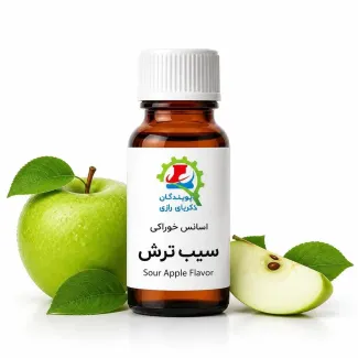 اسانس خوراکی سیب ترش پویندگان زکریای رازی در بطری شیشهای کهربایی قطرهچکاندار